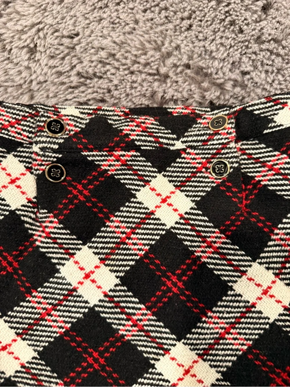 Janie and Jack Black, White & Red Plaid A-Line Mini Skirt